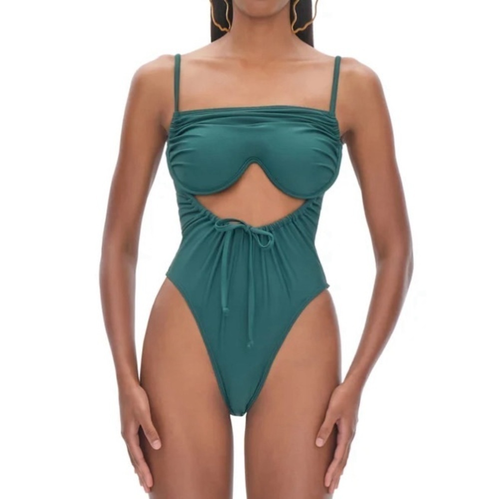 NEW REVOLVE ANDREA IYAMAH Tiaca One-Piece Swimsuit in Forest Green